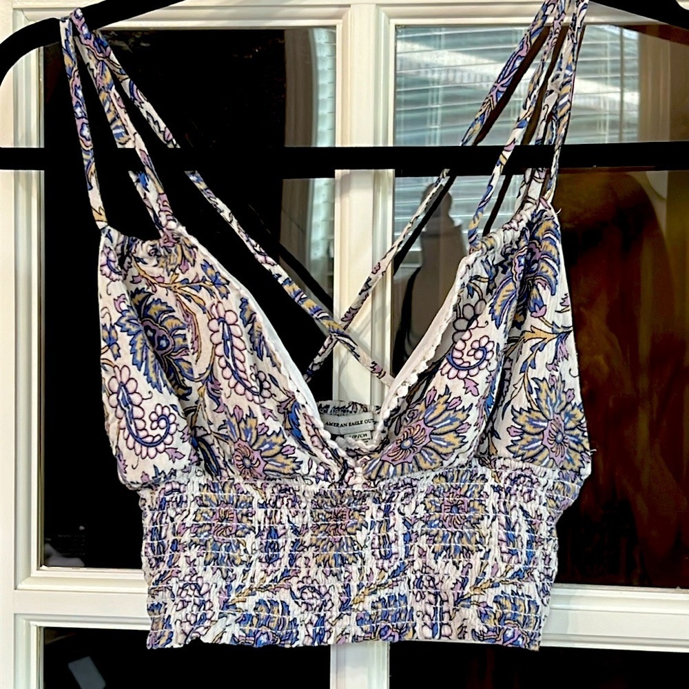 AMERICAN EAGLE Smocked Cropped Top Size Small